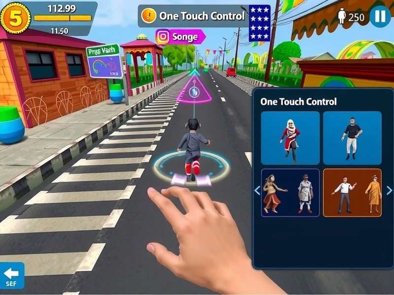 Papri Zoom Glory Key Features - Screenshot showcasing the game's vibrant visuals and character customization options
